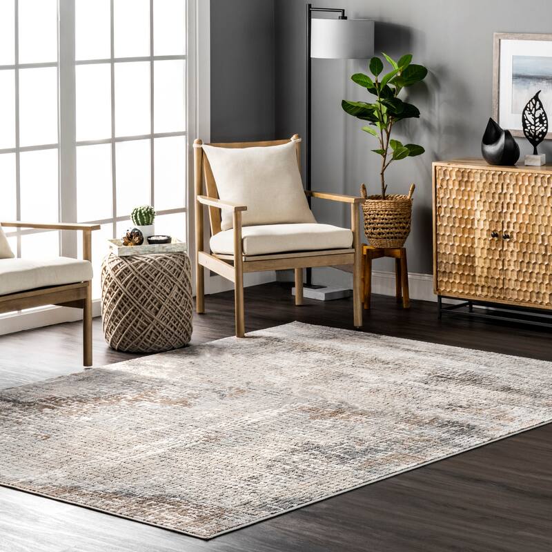 Nuloom Tara Contemporary Abstract Tile Area Rug - 5'3" x 7'7" - Beige - Rectangle