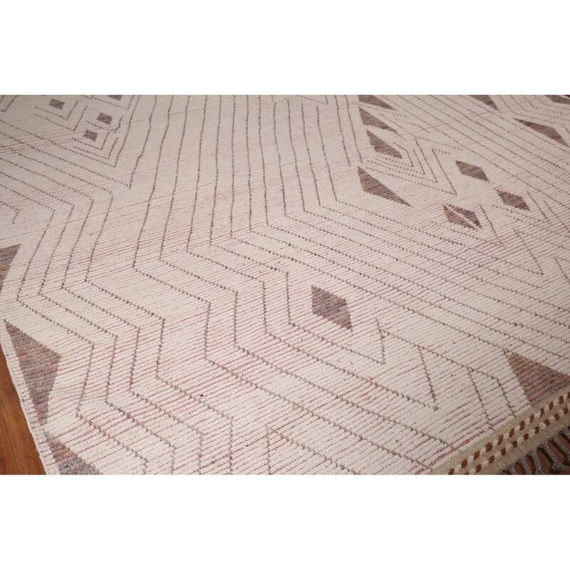 Earth Tone Moroccan Oriental Large Area Rug Handmade Wool Carpet - 9'7"x 13'9"