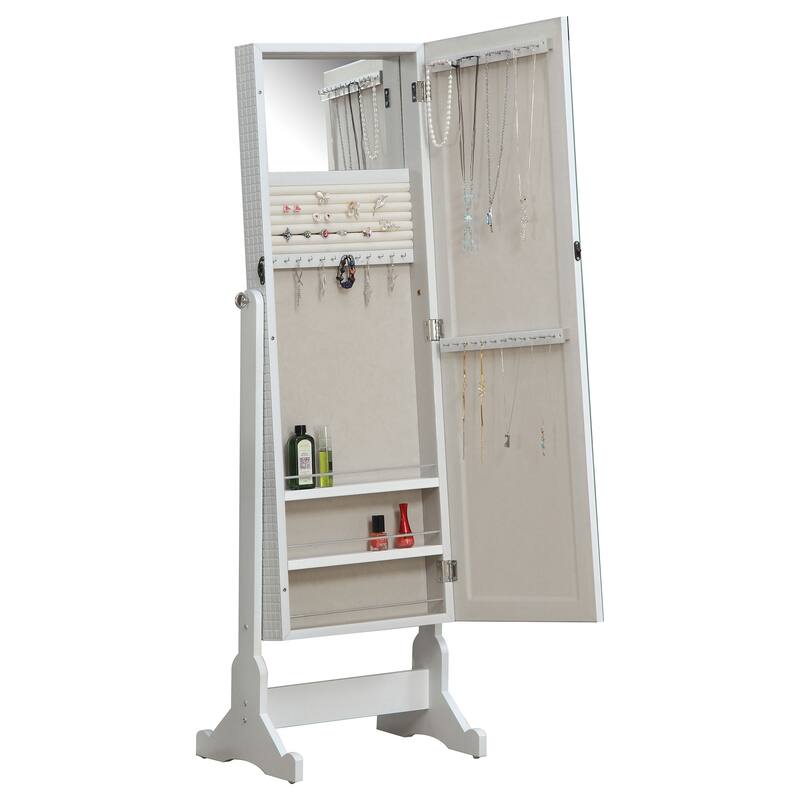 Zayas Cheval Mirror With Jewelry Storage White - 20" x 15" x 57.5"