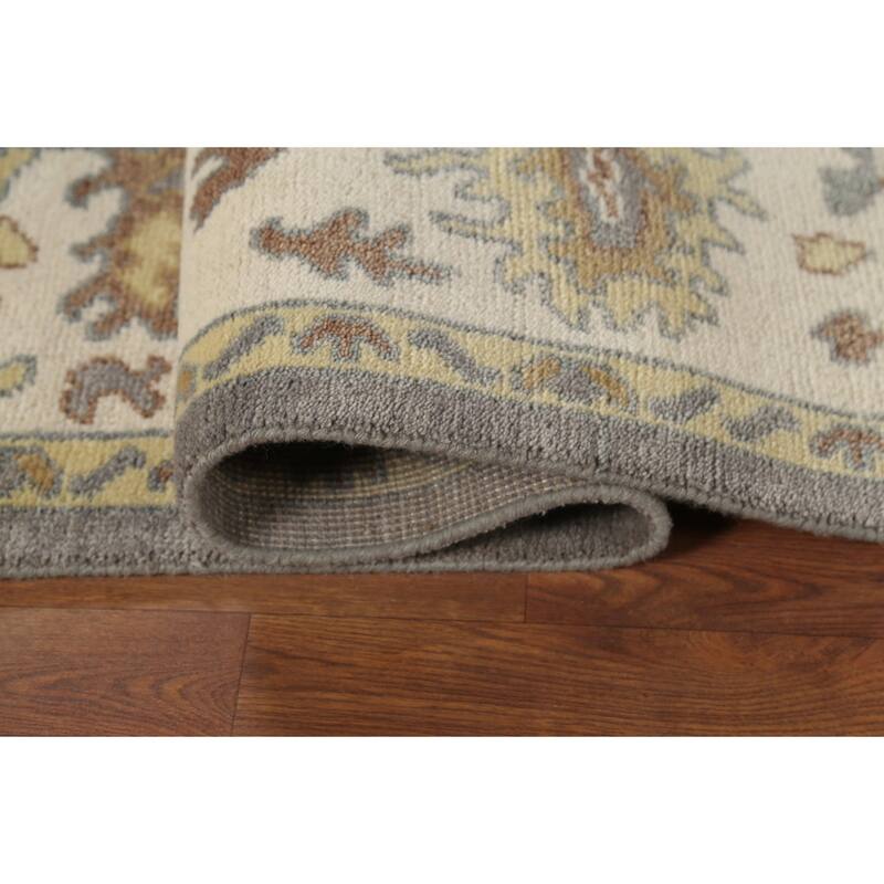 Gray Floral Oushak Indian Area Rug Handmade Wool Carpet - 8'3"x 9'9"