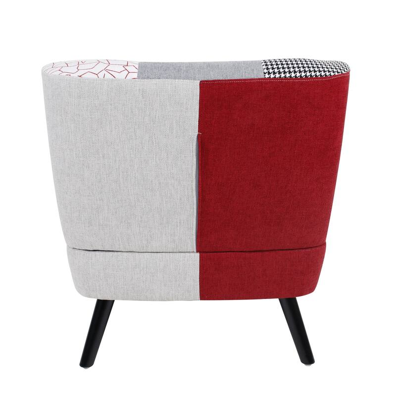 Patchwork Accent Chair, Fabric Club Chair for Bedroom Comfy, Colourful Single Sofa Chair