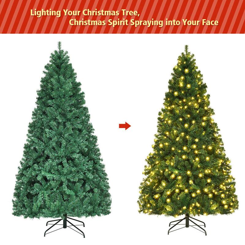 Gymax 7.5FT Pre-Lit Christmas Tree Hinged Artificial Tree w/ Metal - See Details