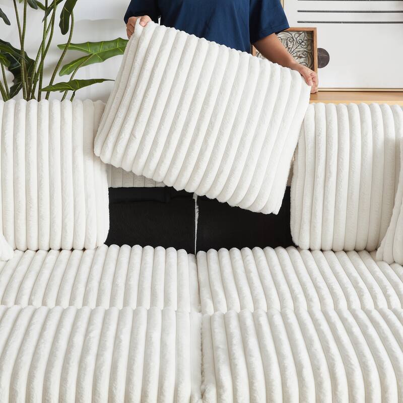 Anmytek 84-Inch Corduroy 3-Seater Deep Seat Sofa