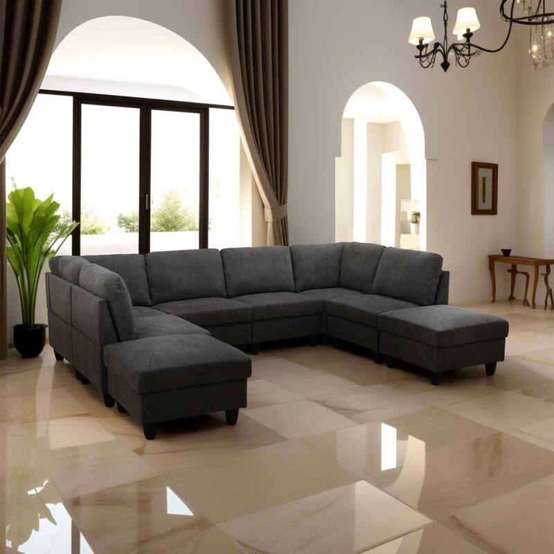 Convertible Modular Sofa Bed with Ergonomic Recline and Space-Saving Design - Dark Grey