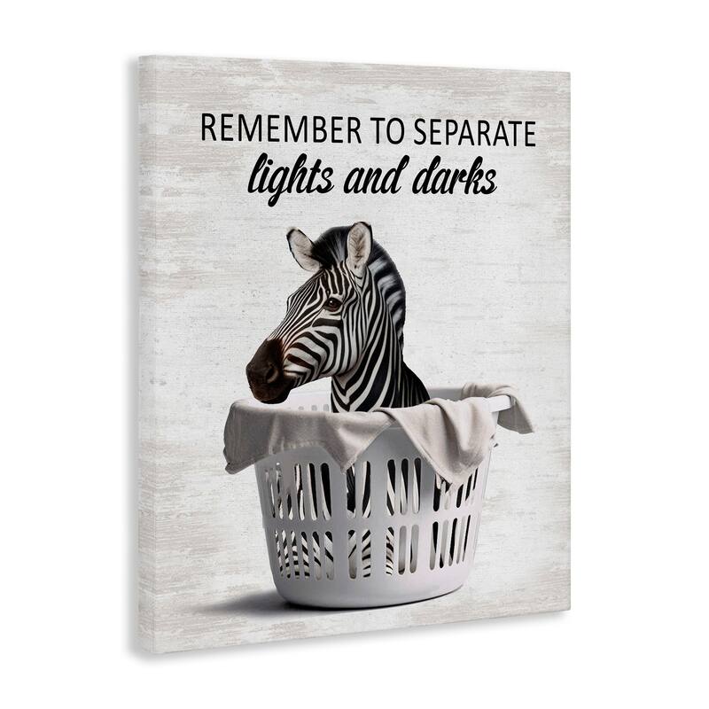 Stupell Separate Laundry & Zebra Canvas Wall Art Design By Lettered and Lined