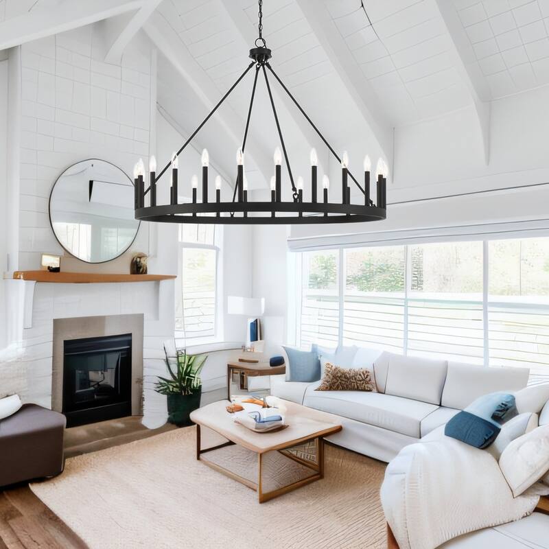 Acroma 24-light 47In Modern Farmhouse Large Wagon Wheel Chandelier