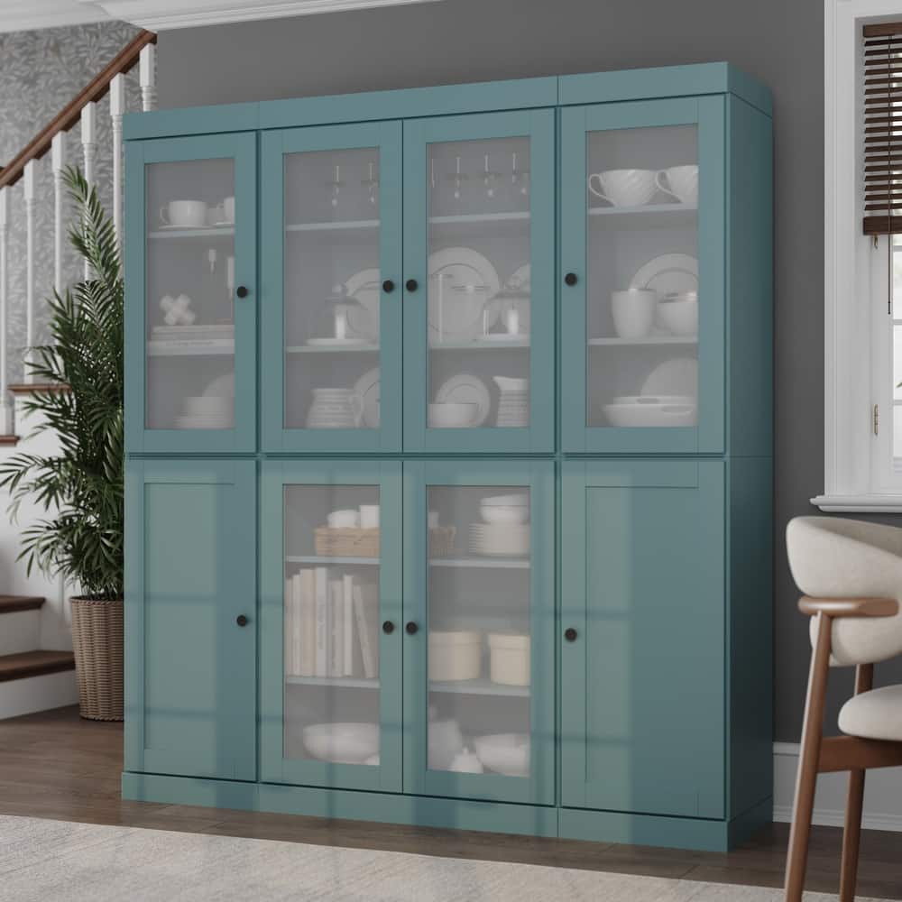 Palace Imports 100% Solid Wood 65" Pantry Cabinet with Frosted Glass, Shaker Doors and Adjustable Shelves