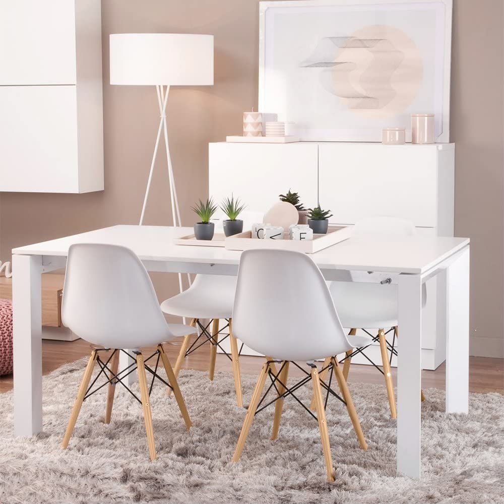 White plastic dining room chairs hot sale