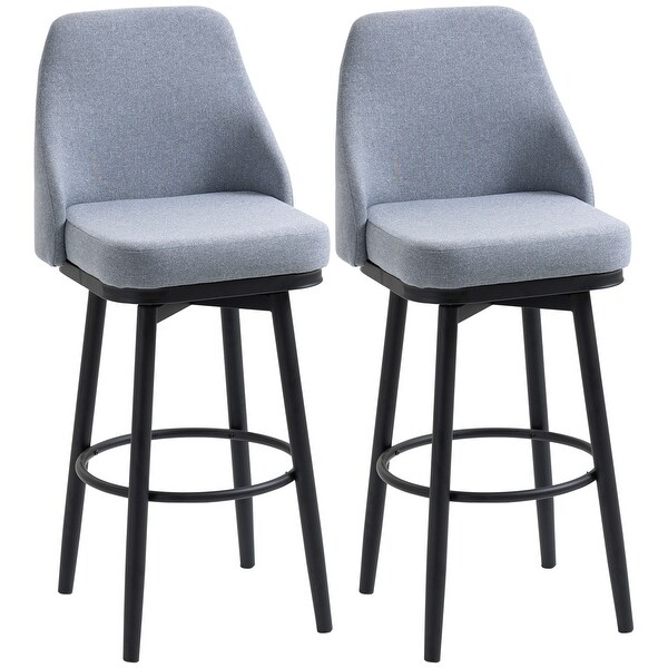 HOMCOM Extra Tall Bar Stools Set of 2 Modern 360 Swivel Barstools Dining Room Chairs with Steel Legs and Footrest On Sale Bed Bath Beyond 36138669