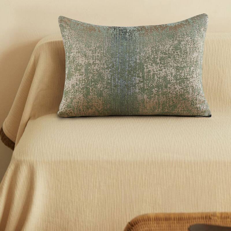 2-Piece Jacquard Chenille Zippered Lumbar Pillow Cover Set