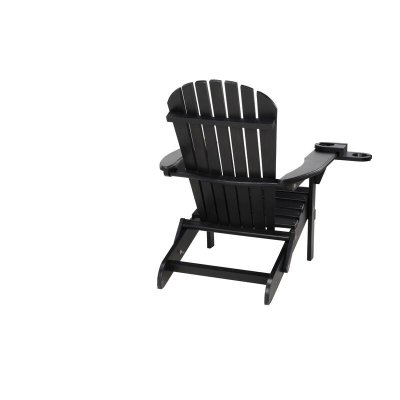 Foldable Adirondack Chair with PVC cup holder. Black color
