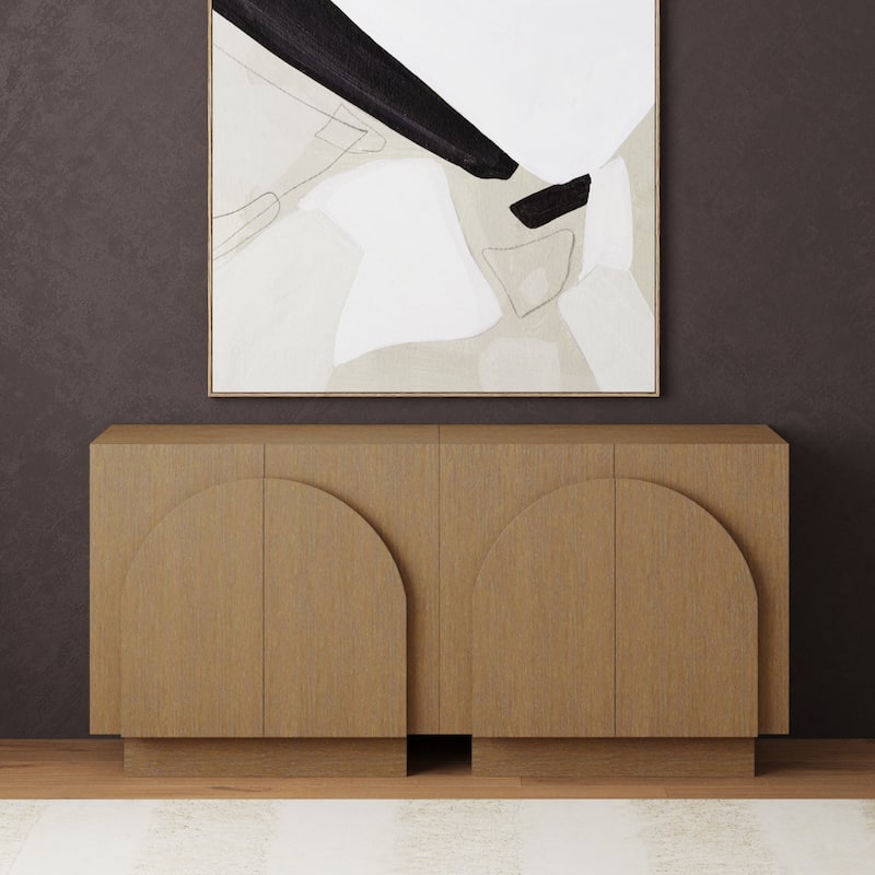 Iris Wooden Accent Cabinet, Sideboard Credenza or TV Stand with Arched Cabinet Doors and Adjustable Shelves