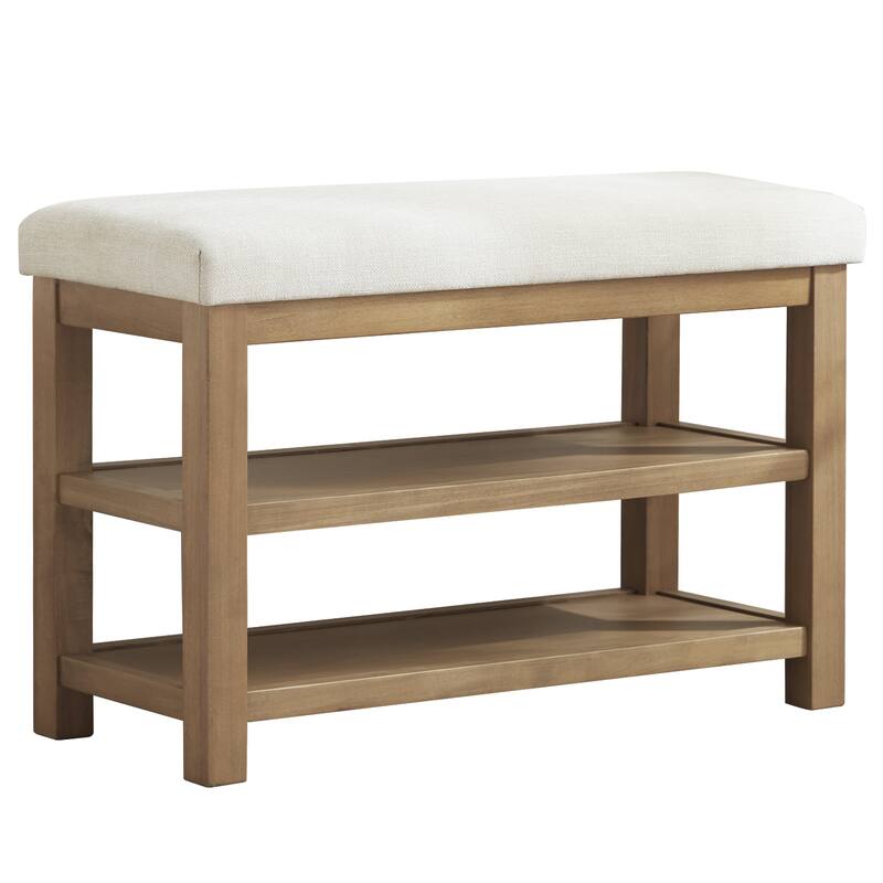 HUIMO Multi-Functional Solid Wood Bench with Storage Shelves 46in/39in