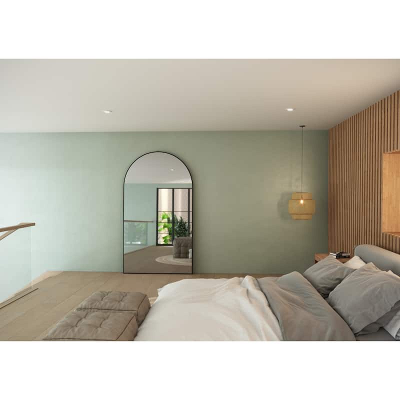 Glass Warehouse Large Arch Shape Stainless Steel Framed Mirror