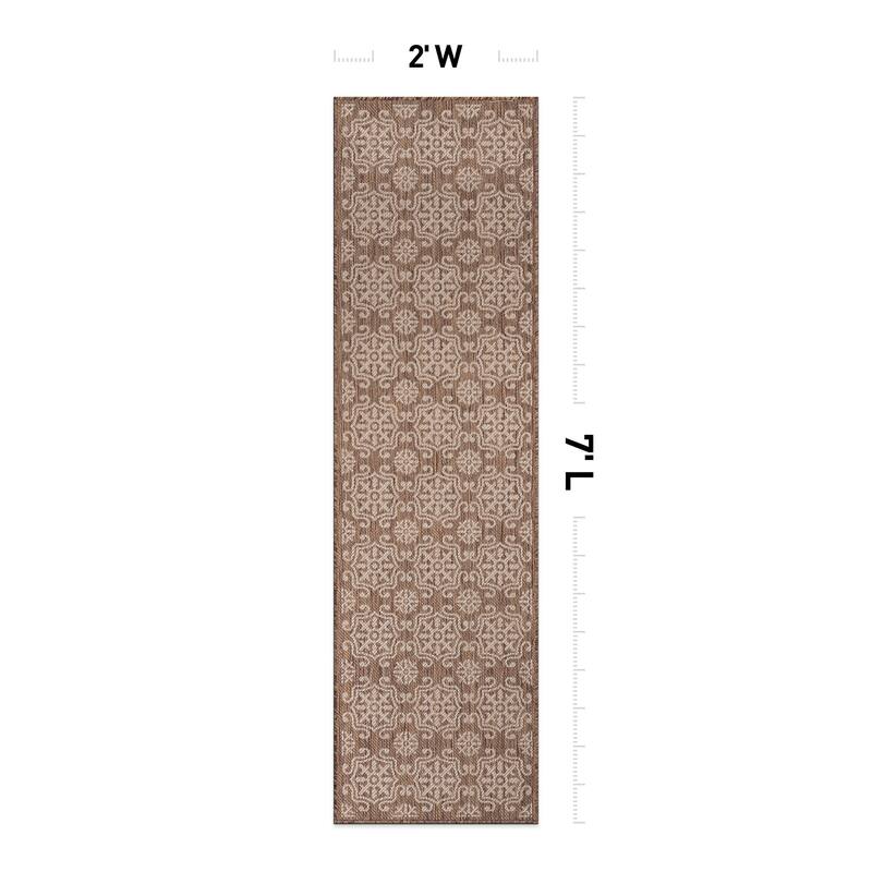 World Rug Gallery Transitional Geometric Textured Flat Weave Indoor/Outdoor Area Rug