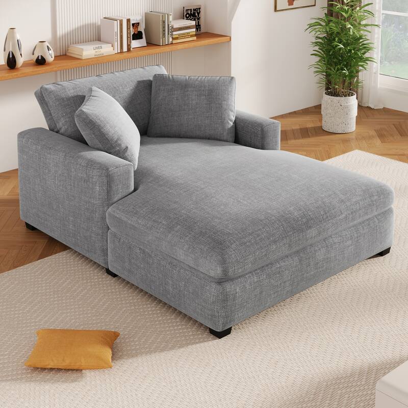 53.5" Oversized Chaise Lounge Lounge Chair, Living Room Upholstered Single Sofa Chair Sleepers Couch Bed