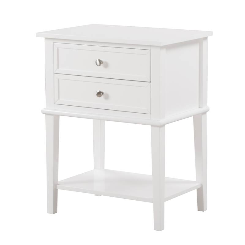 White Nightstand 28x22x16 Contemporary Bedside Table with Open Shelf Storage, Sleek Modern Accent for Bedroom or Office