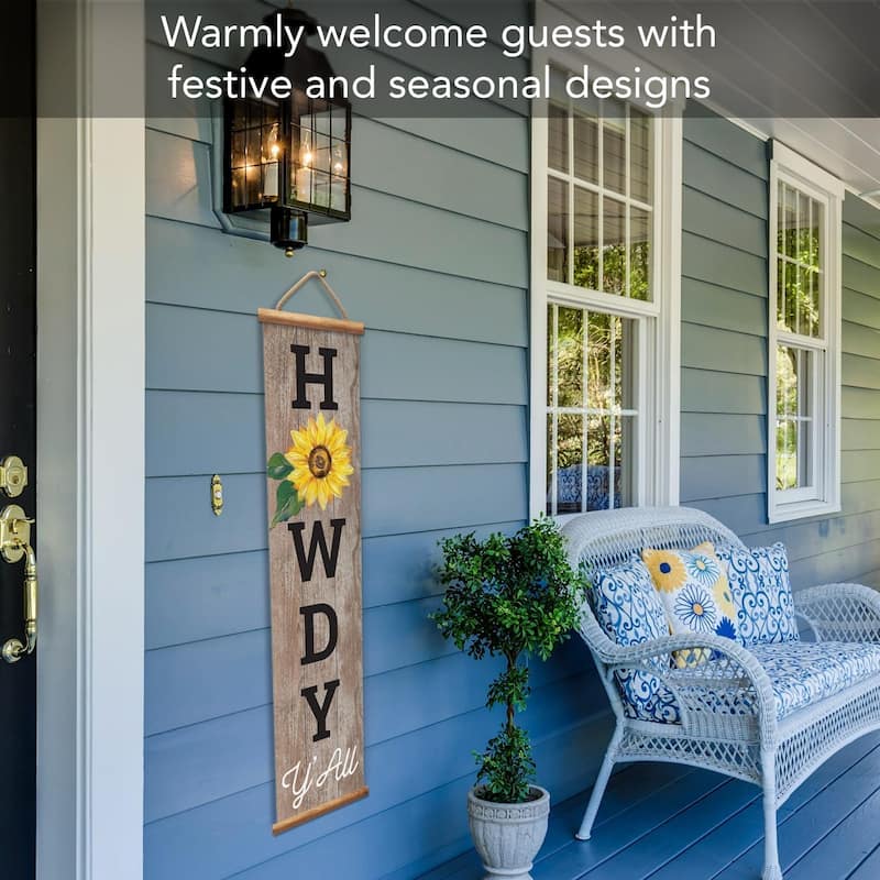 Howdy Indoor/Outdoor Vinyl Hanging Entryway Sign Made in the USA Reusable Easy Wipes Clean Easy Storage