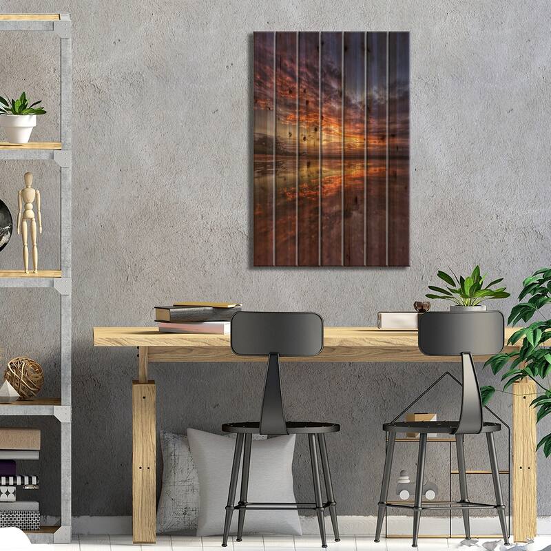 Double Sunset Print On Wood by Ben Mulder - Multi-Color