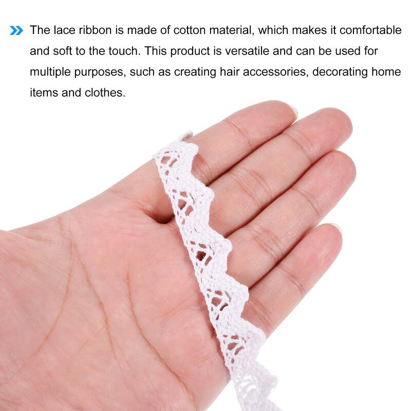 Lace Ribbon 0.59 Inch Cotton Lace Trim White Style 9