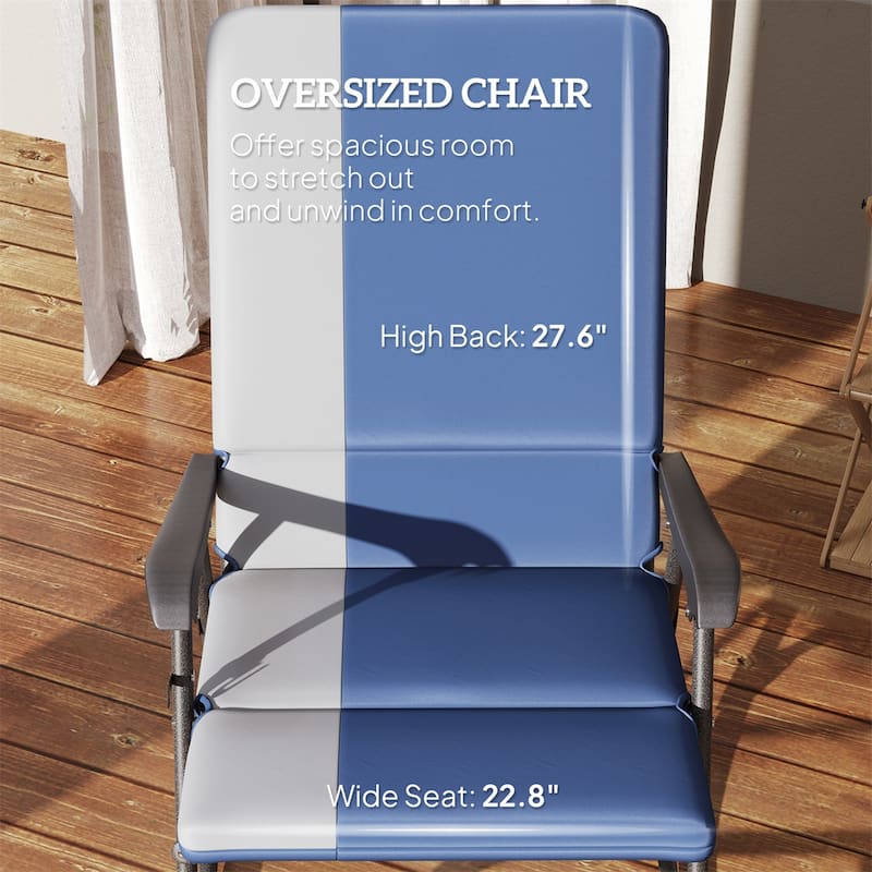 Set of Two Oversized Outdoor Rocking Chairs Steel Frame 600D Oxford Cloth and PP Cotton - 27.6" W x 42.9" D x 36.6" H