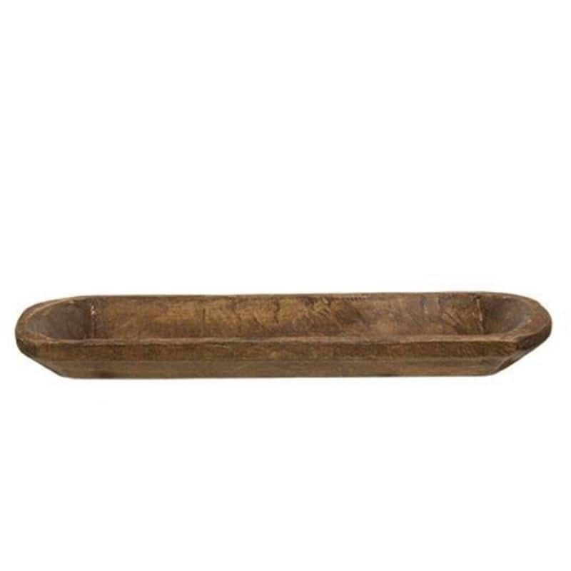 Natural Wood Bread Bowl 19” Handmade Carved Tray Rustic Centerpiece for Living Room or Kitchen - 19" L x 5.50" W x 2" H
