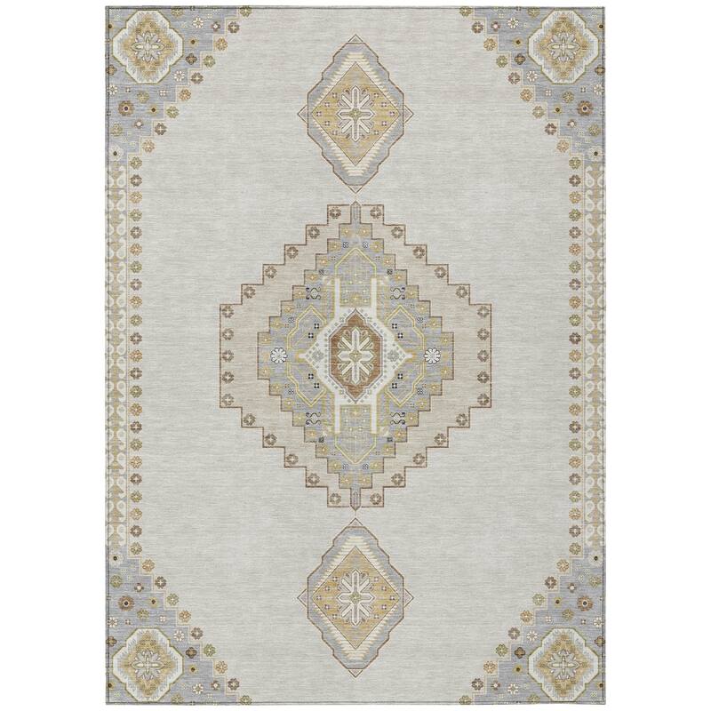 Machine Washable Indoor/ Outdoor Boho Traditional Chantille Rug