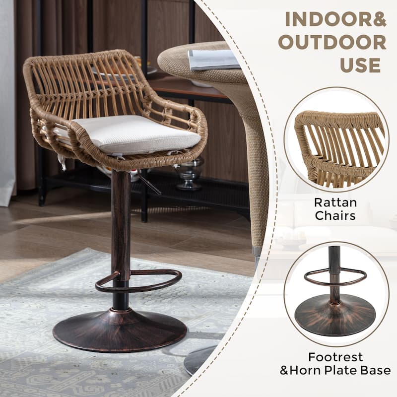 Roomfitters Swivel Bar Stools, Adjustable Counter Height Chairs with Footrest for Kitchen or Dining Room, Set of 2