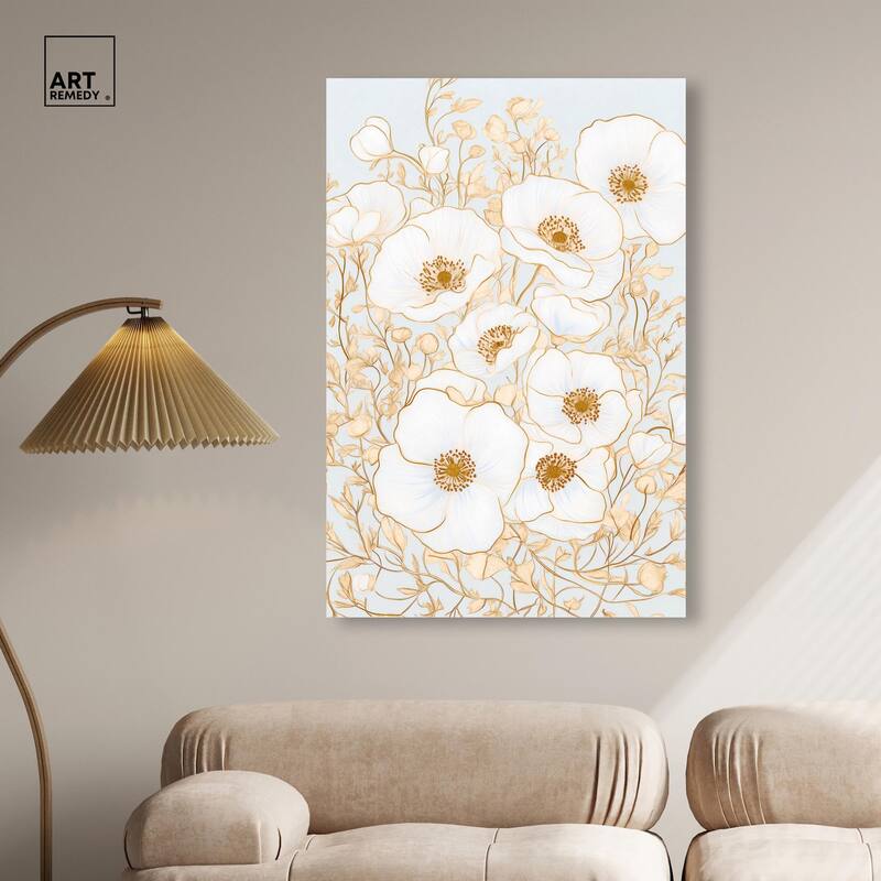 White and Gold Poppies I Canvas by Art Remedy, Gallery Wrapped