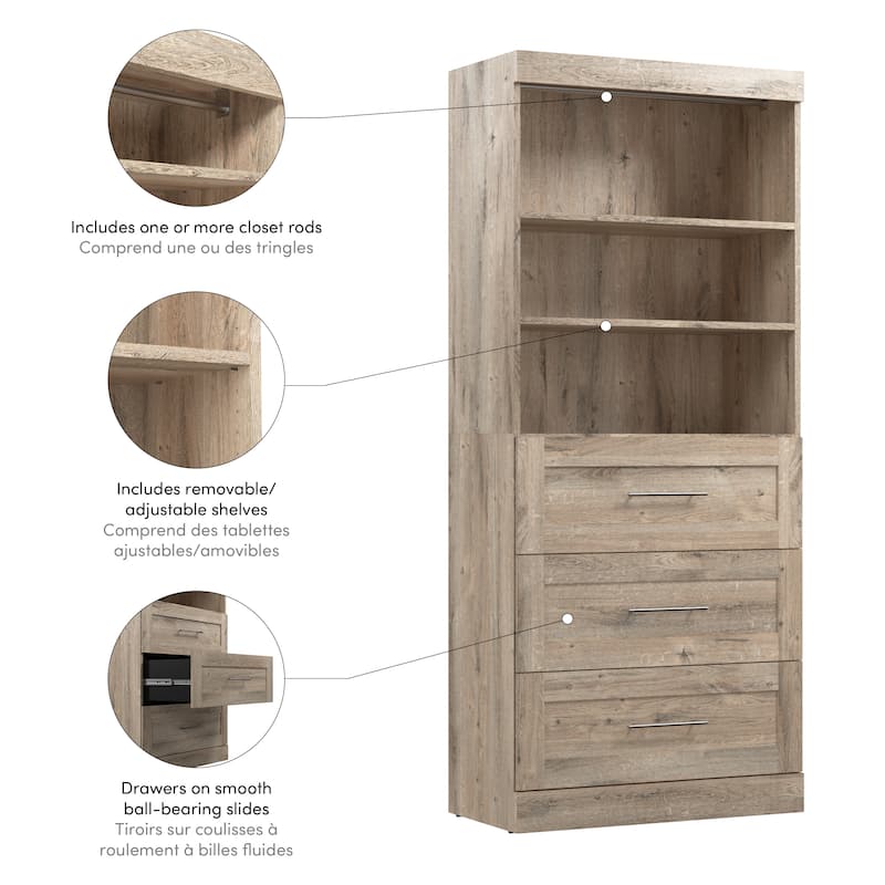 Pur 25W Closet Organizer with Drawers by Bestar