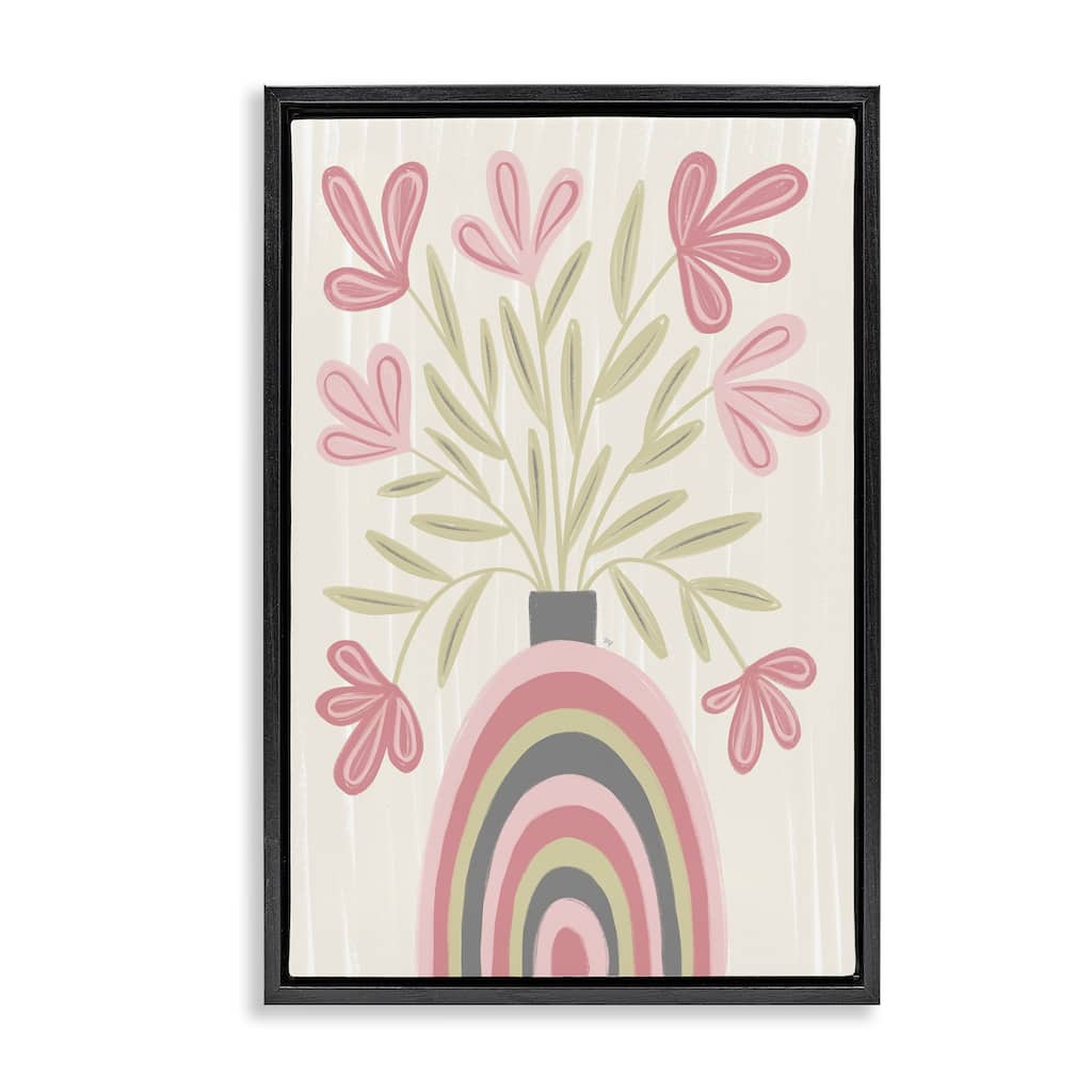 Stupell Pastel Arched Flower Vase Framed Floater Canvas Wall Art Design By Martina Pavlova