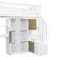 preview thumbnail 32 of 31, Wooden Twin Loft Bed with Built-in Desk, LED Lights, Storage Shelves, Cabinets & Staircase