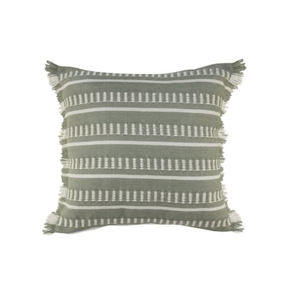 HomeRoots 24" X 24" Green Zippered Coastal Indoor Outdoor Throw Pillow - 24" x 24"