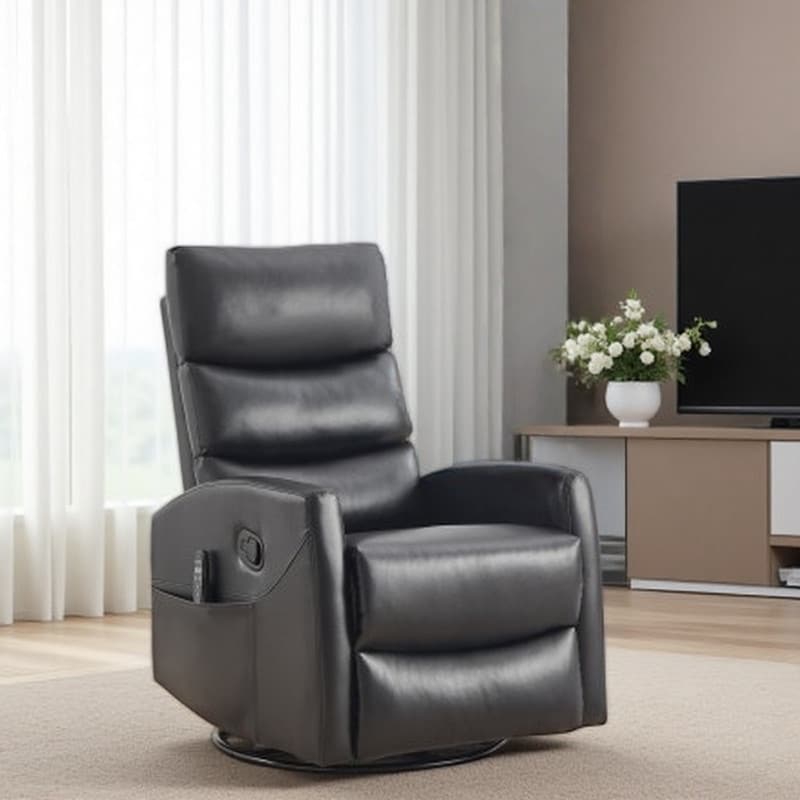 Manual Recliner Chair with Heat & Vibration Massage, 360° Swivel Rocker Recliner with Adjustable Backrest