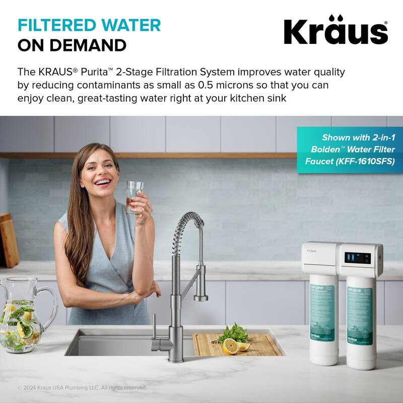 Kraus FS-1001 Purita 2-Stage Under Sink Water Filtration System with