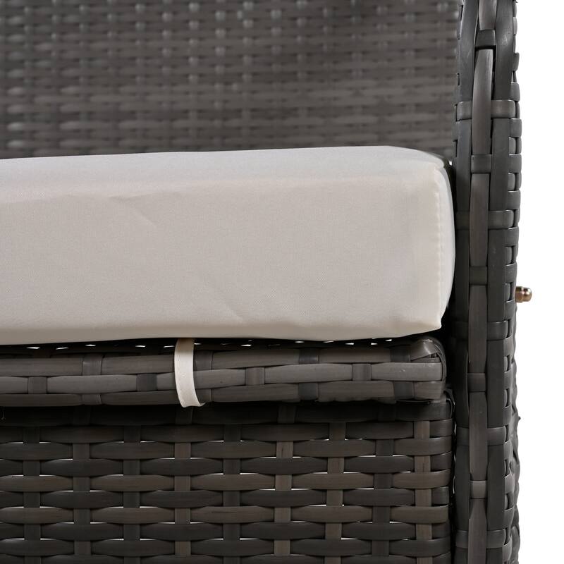 Multi-Functional Outdoor Patio Rattan Loveseat Sofa, Convertible 4-Seats Dining Set