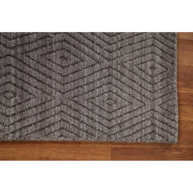 Brown Trellis Gabbeh Modern Area Rug Hand-knotted Wool Carpet - 5'5" x 7'7"