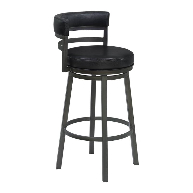 Titana Black Faux Leather Upholstered Bar or Counter Swivel Stool with Mineral Finish
