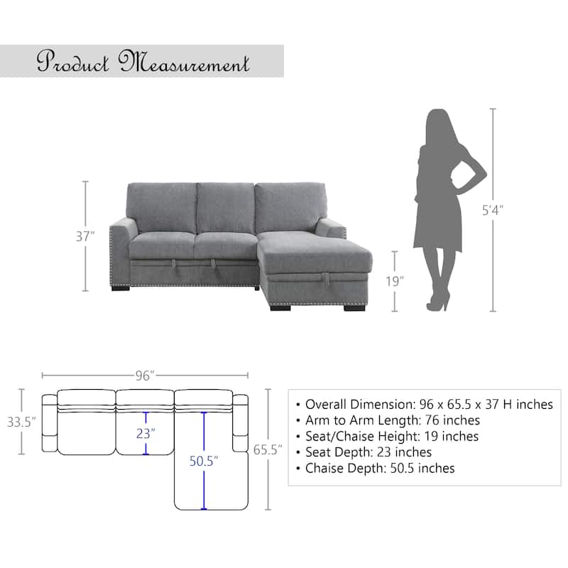 Tolani Sectional Sofa with Pull-Out Bed and Right Chaise