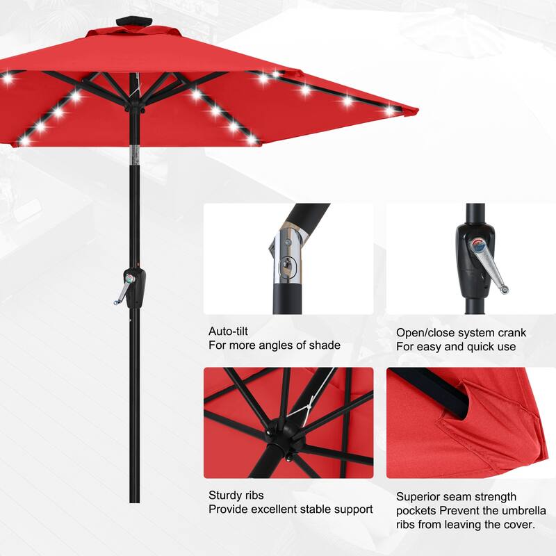 ABCCANOPY 7.5FT Outdoor Patio Solar Umbrella with 24LED Lights