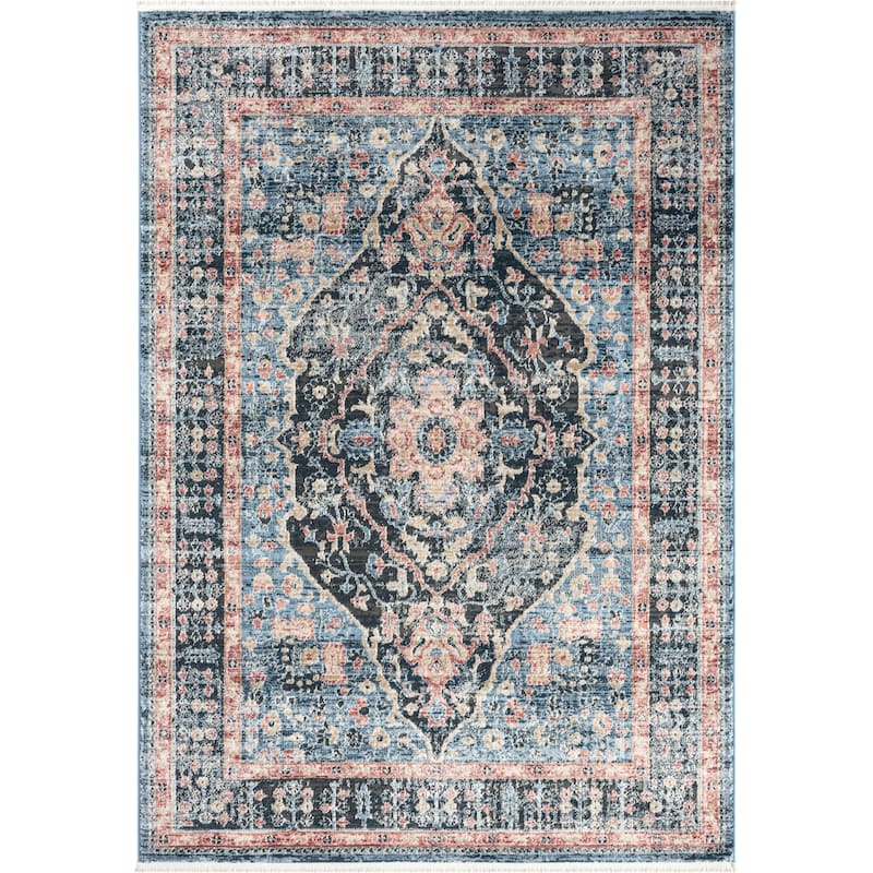 Abani Rugs Savoy SAV130A Blue Red Medallion Area Rug