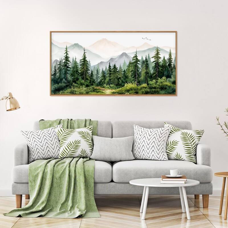 Green Forest Tree Wall Decor, Woodland Nursery Wall Painting