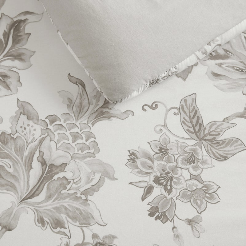 Martha Stewart Avery Floral Cotton Grey Comforter Set