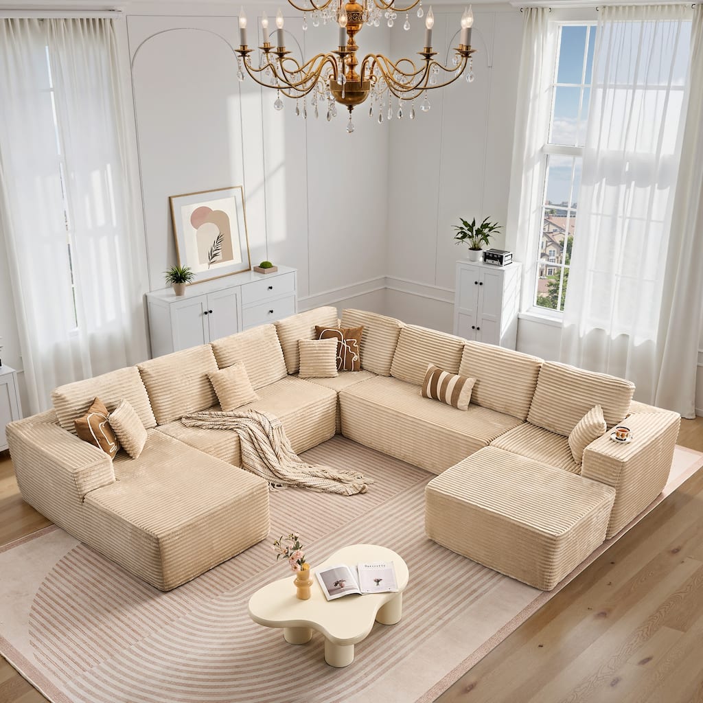 OVIOS 5-Piece Arced Plush Modular Sofa Set