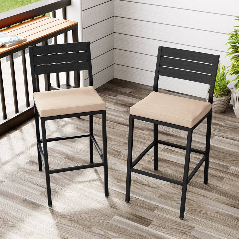 Pellebant Outdoor 2 or 4PCS Barstools with Cushion - 15.9 in D x 17.3 in W x 40.2 in H