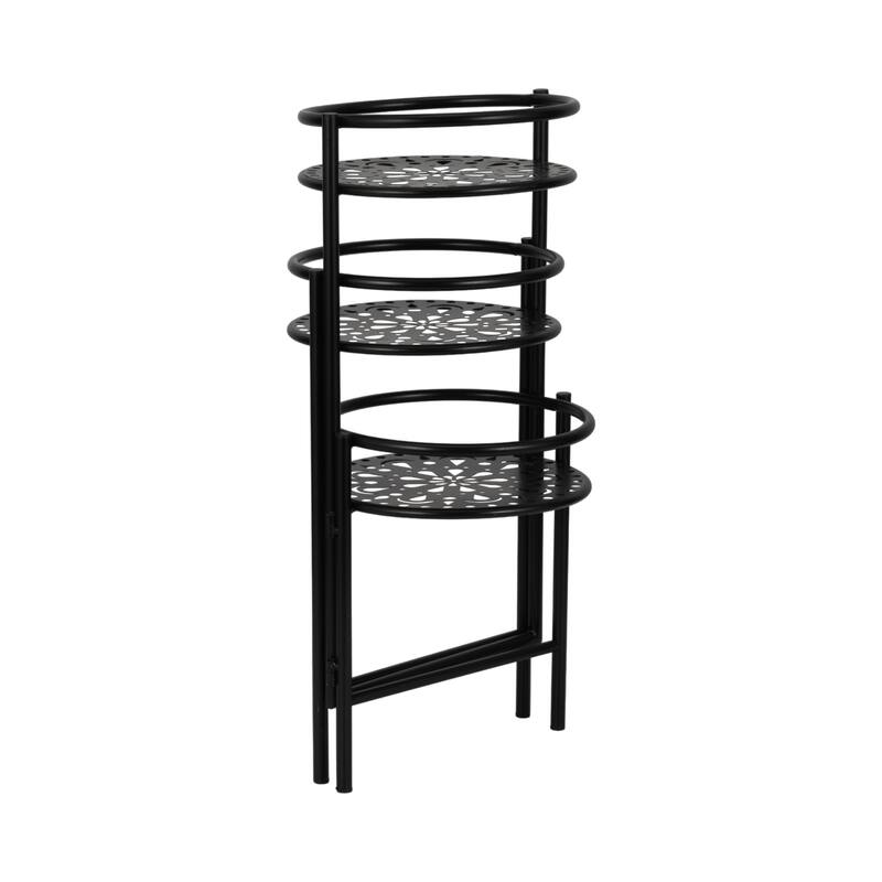 Sagebrook Home 22" Metal Folding 3Tier Plant Stand, Round, 22"H, Solid Color - 10" x 10" x 22"