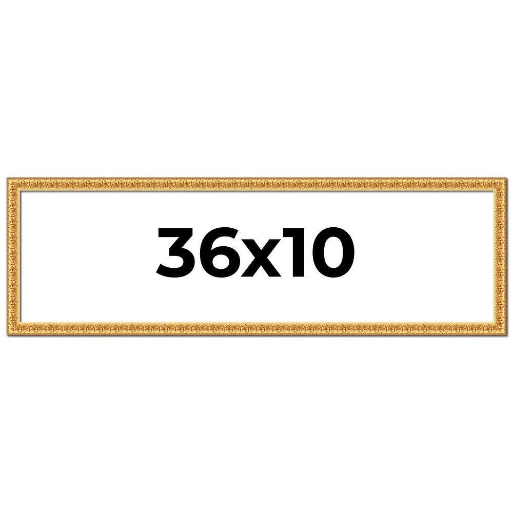 36x10 Frame Gold Real Wood Picture Frame Width 1 inches | Interior