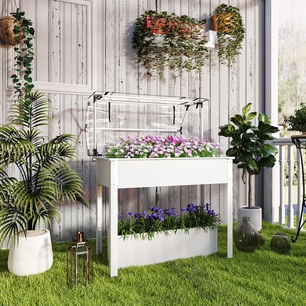 Outsunny Raised Garden Bed with Greenhouse Cover, Elevated Planter Box with  Legs and Drainage Hole for Vegetables Flowers Herbs - On Sale - Bed Bath &  Beyond - 42372914