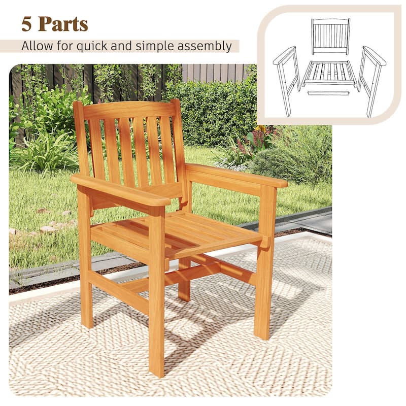 Costway Patio Chairs Set of 2/4 Outdoor Wooden Dining Chairs with - See Details