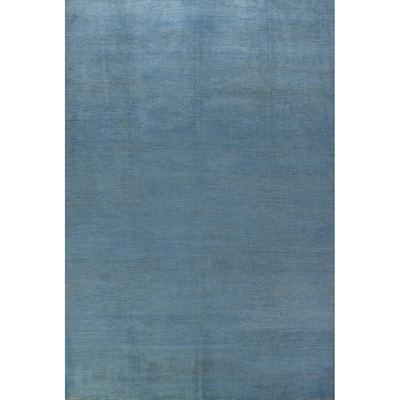 Light Blue Modern Gabbeh Oriental Area Rug Handmade Wool Carpet - 6'10" x 9'9"